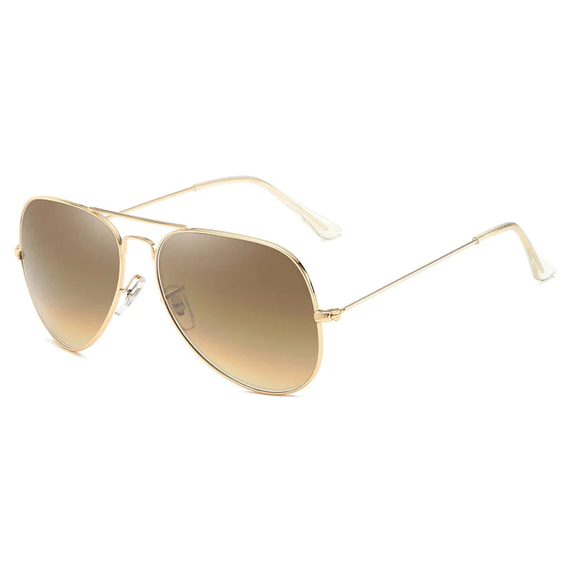Nuevas gafas de sol de aviación de moda para hombres y mujeres, gafas de piloto clásicas, lentes con marco de acero inoxidable, gafas de conducción con gradiente Vintage UV40