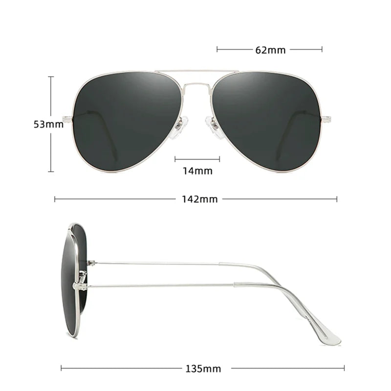 Nuevas gafas de sol de aviación de moda para hombres y mujeres, gafas de piloto clásicas, lentes con marco de acero inoxidable, gafas de conducción con gradiente Vintage UV40