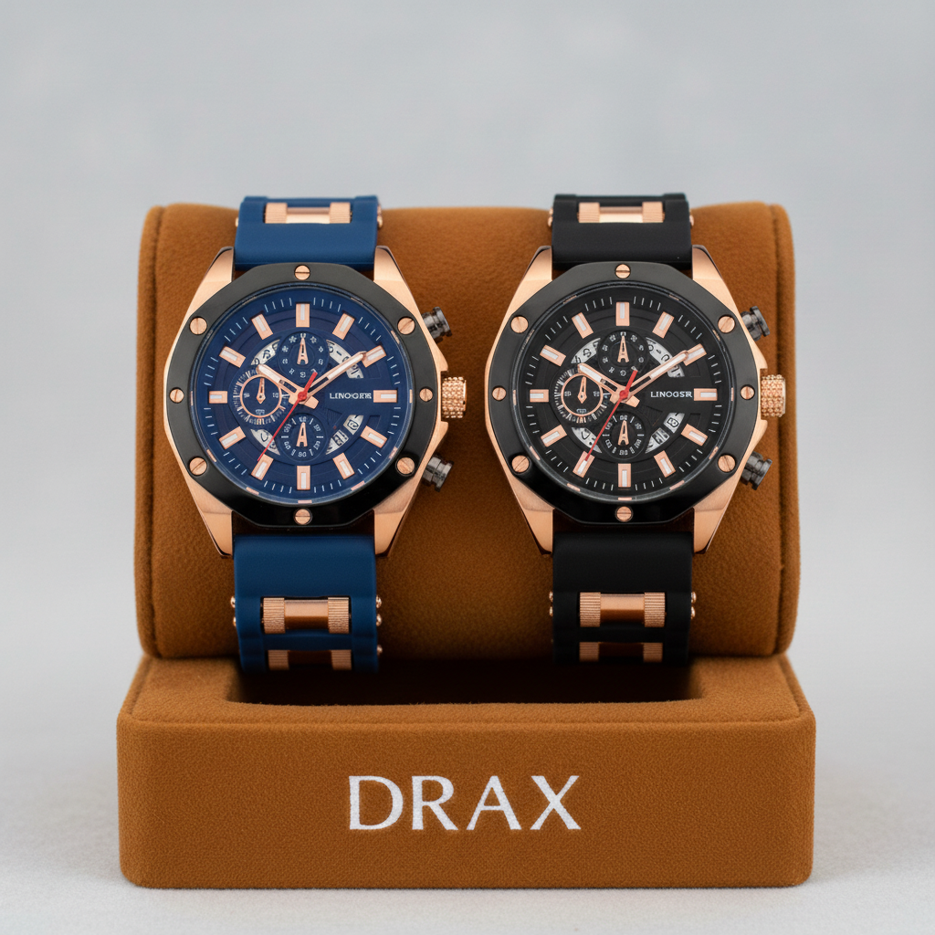 Caixa com 7 relógios de luxo da loja DRAX