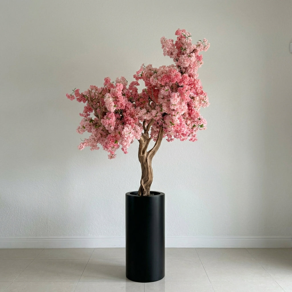 Bonsái artificial grande Cerezo Rosa con la maceta incluida